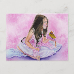 Little Princess Kissing Frog Postcard Postkarte