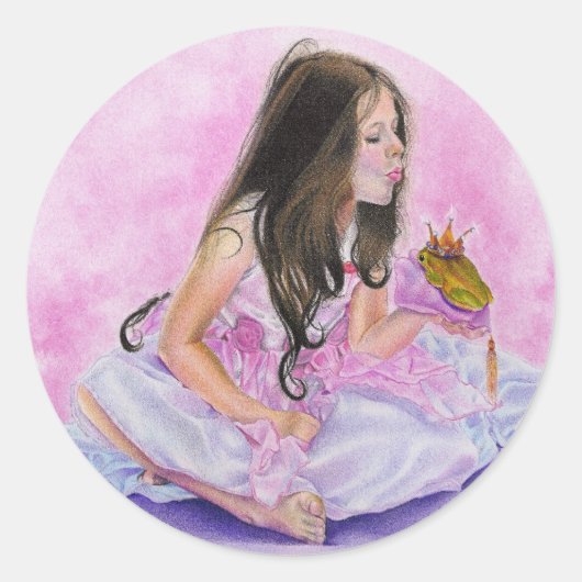 Little Princess Kissing Frog Sticker (Vorderseite)