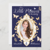 Little Princess Navy & Gold Einladung zum Geburtst (Vorderseite)