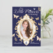 Little Princess Navy & Gold Einladung zum Geburtst (Stehend Vorderseite)