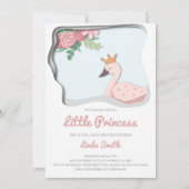 Little Princess Niedlich Swan Floral Girl Babydusc Einladung (Vorderseite)