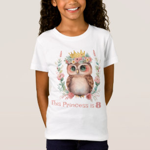 Little Princess Owl Achte Geburtstag T-Shirt