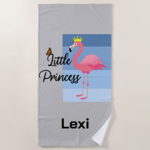Little Princess Pink Flamingo Design - Beach Towe Strandtuch