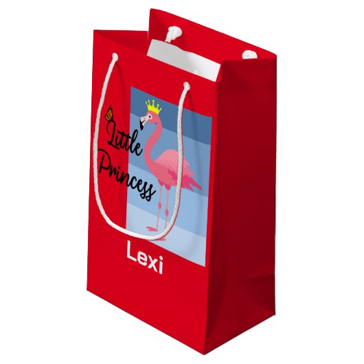 Little Princess Pink Flamingo Design - Geschenkbeu Kleine Geschenktüte (Rückseite Schrägansicht)