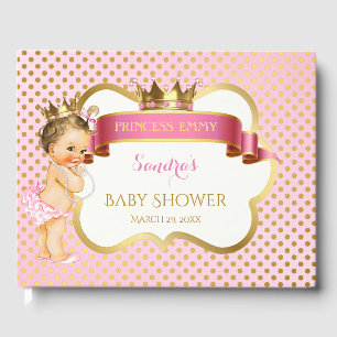 Little Princess Pink Gold Crown Vintag Baby Girl Gästebuch