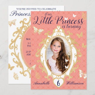 Little Princess Pink & Gold Einladung zum Geburtst