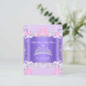 Little Princess Pink Lila Gray Girl Baby Dusche Einladung (Stehend Vorderseite)