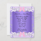 Little Princess Pink Lila Gray Girl Baby Dusche Einladung (Rückseite)