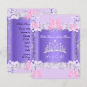 Little Princess Pink Lila Gray Girl Baby Dusche Einladung (Vorne/Hinten)