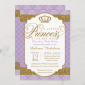 Little Princess Royal Lila and Gold Baby Shower Einladung (Vorne/Hinten)