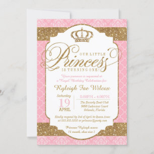 Little Princess Royal Pink Gold Geburtstag oder Du Einladung