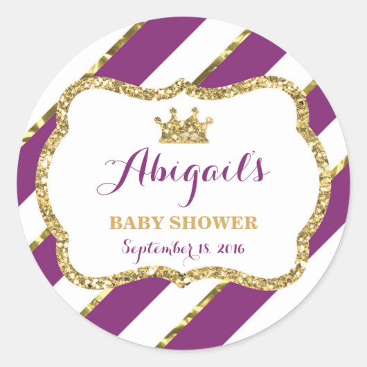 Little Princess Sticker, Lila, Imitate Glitzer Runder Aufkleber (Vorderseite)