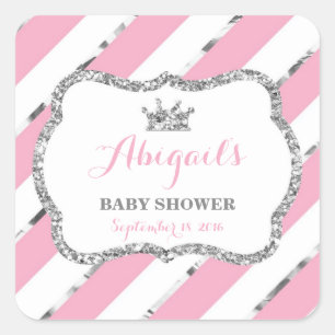 Little Princess Sticker, Rosa, Imitat Glitzer Quadratischer Aufkleber