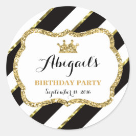 Little Princess Sticker, Schwarz, Gold Runder Aufkleber