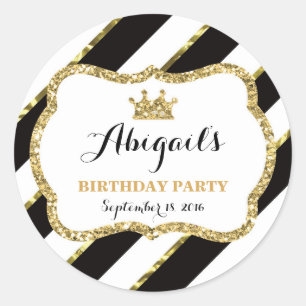 Little Princess Sticker, Schwarz, Gold Runder Aufkleber