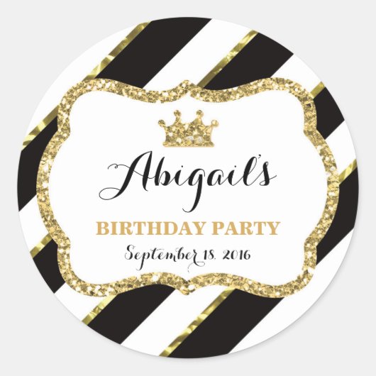 Little Princess Sticker, Schwarz, Gold Runder Aufkleber (Vorderseite)