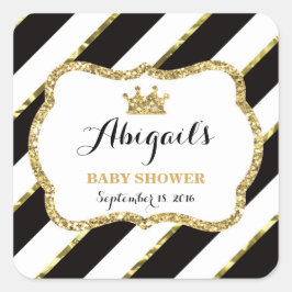 Little Princess Sticker, Schwarz, Imitate Glitzer Quadratischer Aufkleber