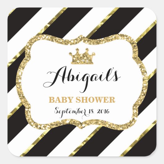 Little Princess Sticker, Schwarz, Imitate Glitzer Quadratischer Aufkleber (Vorderseite)