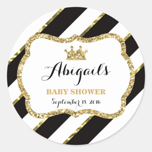 Little Princess Sticker, Schwarz, Imitate Glitzer Runder Aufkleber (Vorderseite)