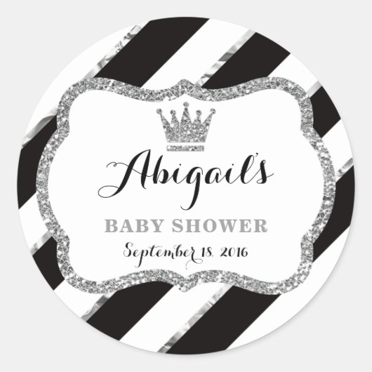Little Princess Sticker, Schwarz, Imitate Glitzer Runder Aufkleber (Vorderseite)