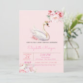 Little Princess, Swan Crown, Blumenkinderdusche Einladung (Stehend Vorderseite)