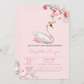 Little Princess, Swan Crown, Blumenkinderdusche Einladung (Vorne/Hinten)