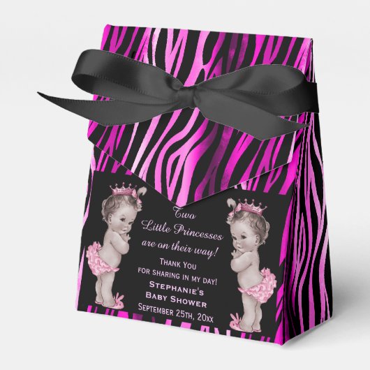 Little Princess Twins Baby Dusche Zebra Muster Geschenkschachtel (Vorderseite)