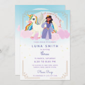 Little Princess Unicorn Farbenfroher Regenbogen Ge Einladung (Vorne/Hinten)