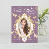 Little Princess Violet & Gold Einladung zum Geburt (Stehend Vorderseite)