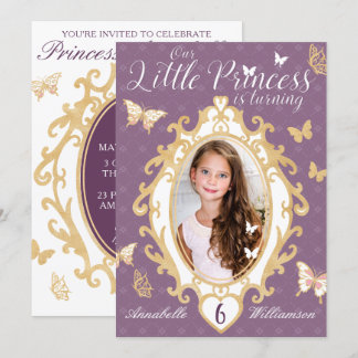 Little Princess Violet & Gold Einladung zum Geburt