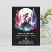 Little Printable Wolf Birthday Einladung (Stehend Vorderseite)