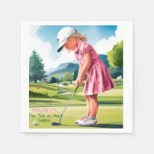 Little Pro in Pink: Geburtstag auf Grün Serviette (Vorderseite)