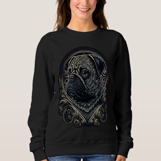 Little Pug with Ornaments  1 Sweatshirt (Vorderseite)