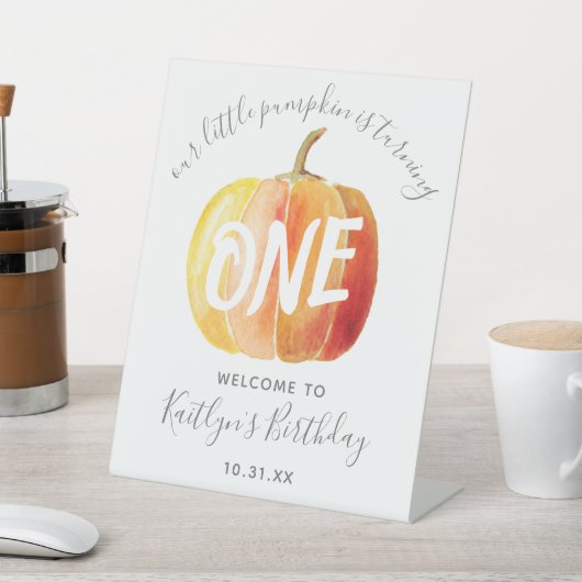 Little Pumpkin 1. Geburtstag Begrüßungszeichen Sockelschild (In SItu)