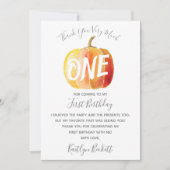 Little Pumpkin 1. Geburtstag Dankeskarte (Vorderseite)