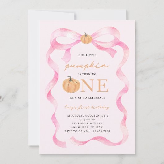 Little Pumpkin 1. Geburtstag Einladung (Vorderseite)