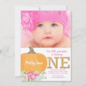 Little Pumpkin 1. Geburtstag Einladung Fall Foto (Vorderseite)