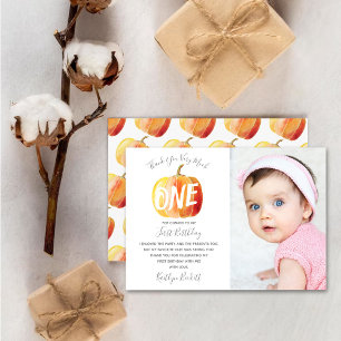 Little Pumpkin 1. Geburtstag Foto Dankeskarte