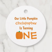 Little Pumpkin 1. Geburtstag Geschenkanhänger (Vorderseite)