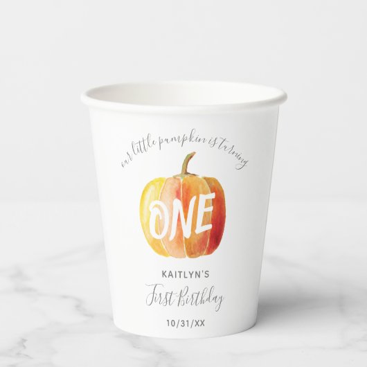 Little Pumpkin 1. Geburtstag Pappbecher (Rückseite)