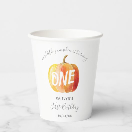 Little Pumpkin 1. Geburtstag Pappbecher (Vorderseite)