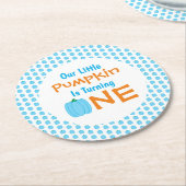Little Pumpkin 1. Geburtstag Runder Pappuntersetzer (Angewinkelt)