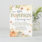 Little Pumpkin 1. Geburtstagsfeier Party Einladung (Stehend Vorderseite)
