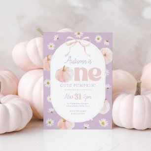 Little Pumpkin 1st Birthday Daisies Lila Bow Einladung
