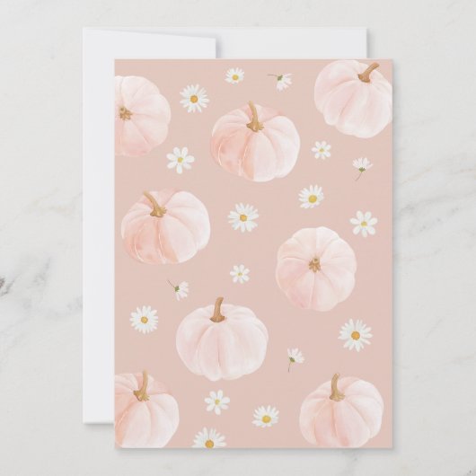 Little Pumpkin 1st Birthday Daisies Pink Bow Einladung (Rückseite)
