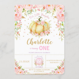 Little Pumpkin 1st Birthday Girl Pink Floral Einladung