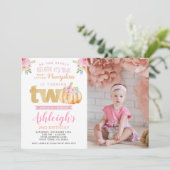 Little Pumpkin 2. Geburtstag Einladung mit Foto (Stehend Vorderseite)