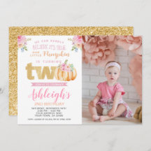 Little Pumpkin 2. Geburtstag Einladung mit Foto