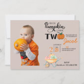 Little Pumpkin 2. Geburtstag Kindergeburtstag Part Einladung (Vorderseite)