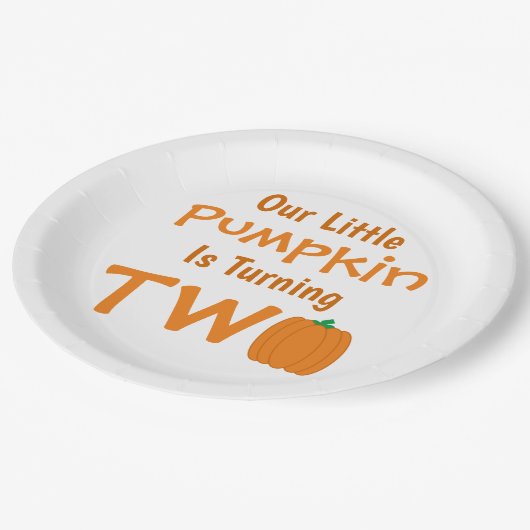Little Pumpkin 2. Geburtstag Pappteller (Schrägansicht)